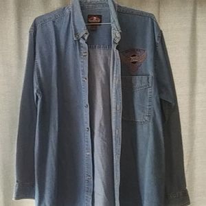 Men's long sleeve button down Jean shirt
